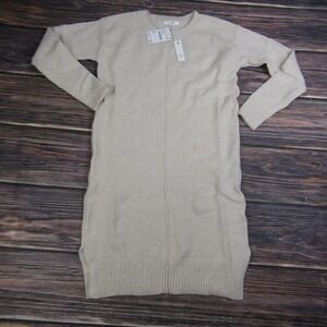 Stitch Drop NEW Womens XS Ivory Cream Ribbed Sweater Dress Long Sleeve